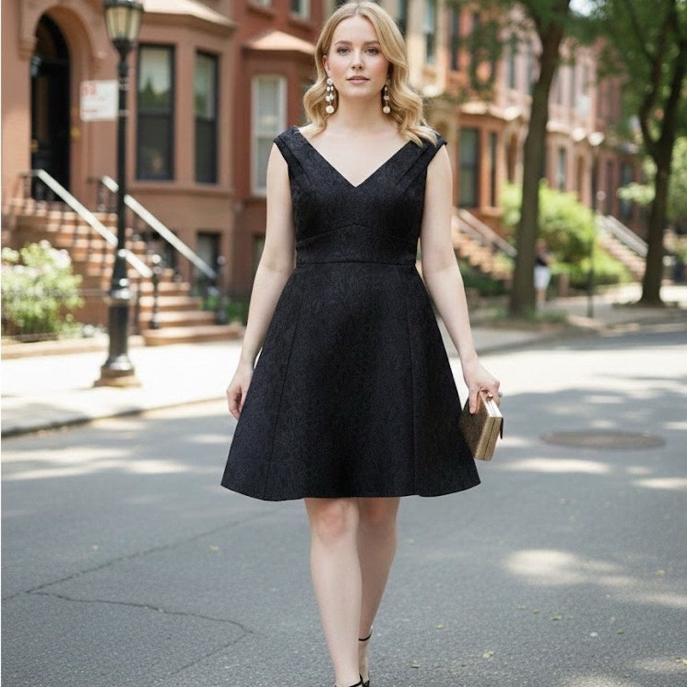 Kate Spade Metallic Jacquard Black Dress
